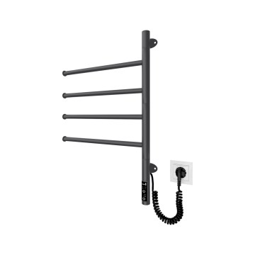 Elektrischer drehbarer Handtuchwärmer VEER 50W/230V 62,5x44,5 cm Edelstahl/schwarz