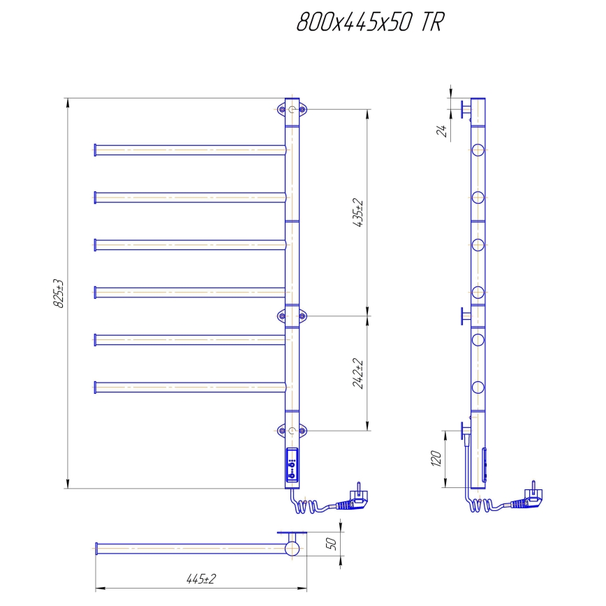Elektrischer drehbarer Handtuchwärmer VEER 80W/230V 80x44,5 cm Edelstahl/Hochglanzchrom