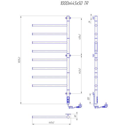 Elektrischer schwenkbarer Handtuchwärmer VEER 95W/230V 100x44,5 cm Edelstahl/Schwarz