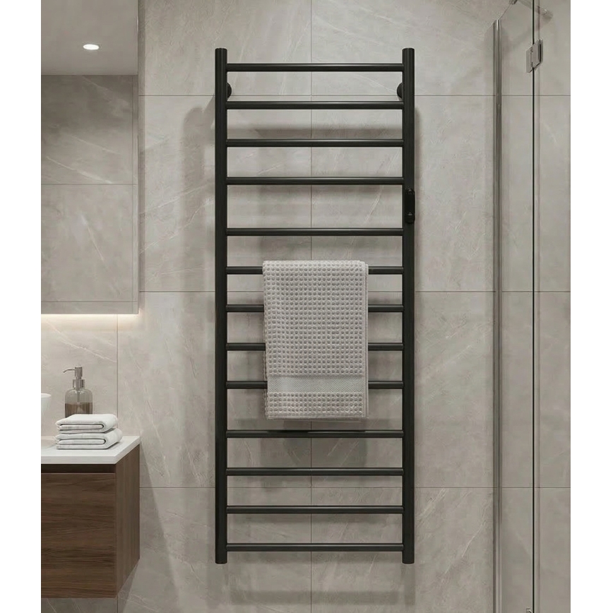 Elektrischer Handtuchheizkörper 45x132 cm 180W Edelstahl/Schwarz