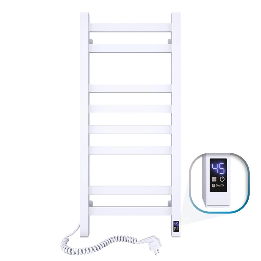 Elektrischer Handtuchheizkörper mit Thermostat AVANGARD, 105 W, 80 × 36 cm, weiß, links