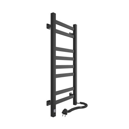 Elektrischer Handtuchheizkörper mit Thermostat AVANGARD 105W 80x36 cm schwarz rechts