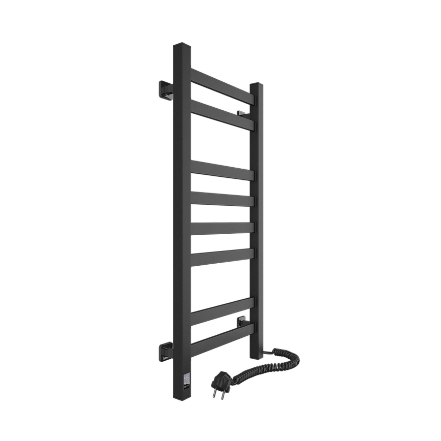 Elektrischer Handtuchheizkörper mit Thermostat AVANGARD 105W 80x36 cm schwarz rechts