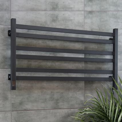 Elektrischer Handtuchheizkörper mit Thermostat AVANGARD 181W 50x90 cm  schwarz rechts