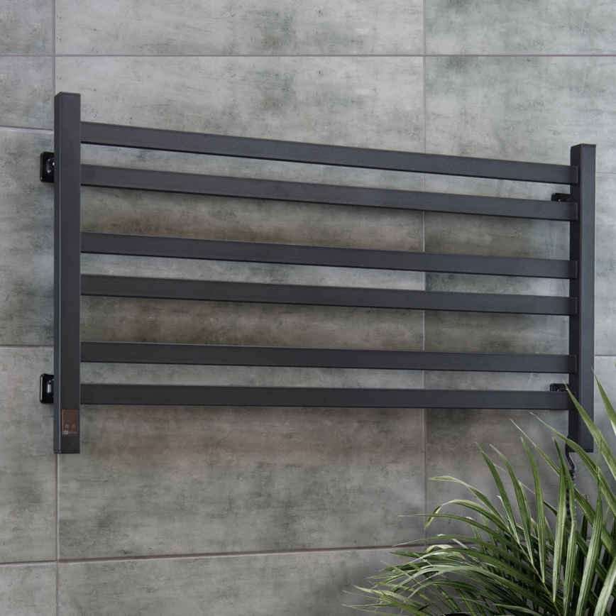 Elektrischer Handtuchheizkörper mit Thermostat AVANGARD 181W 50x90 cm  schwarz rechts