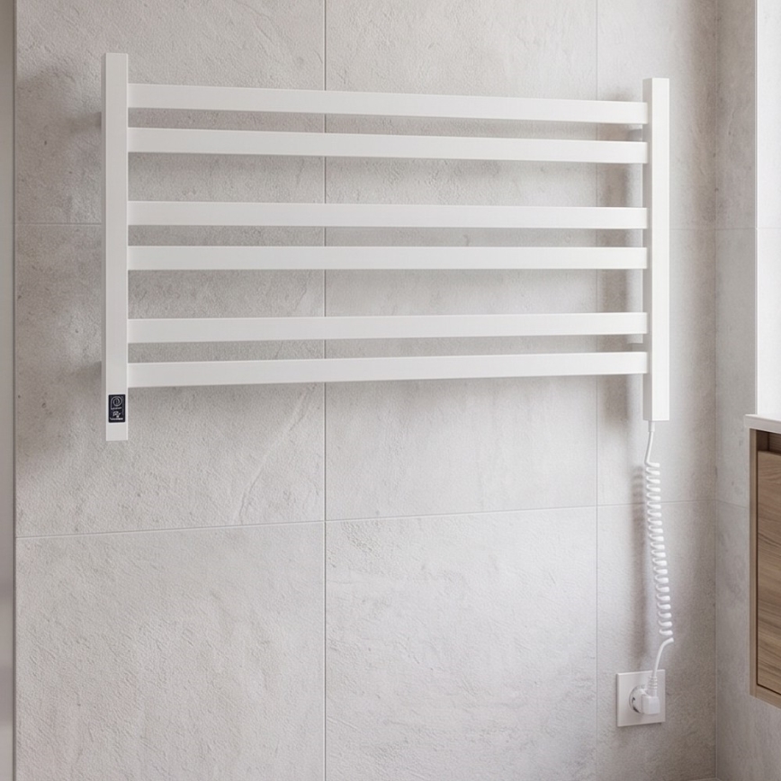 Elektrischer Handtuchheizkörper mit Thermostat AVANGARD 181W 50x90 cm weiß rechts