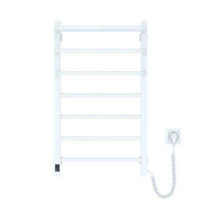 Elektrischer Handtuchheizkörper mit Thermostat FORTIS 155W 80x48 cm IP44 weiß rechts