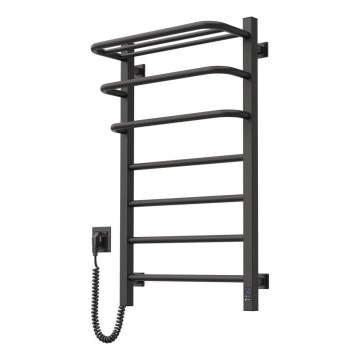 Elektrischer Handtuchheizkörper mit Thermostat FORTIS 155W 80x48 cm schwarz links