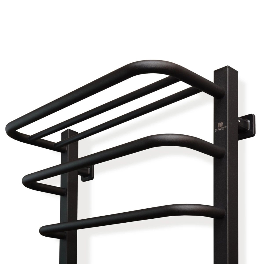 Elektrischer Handtuchheizkörper mit Thermostat FORTIS 155W 80x48 cm schwarz links
