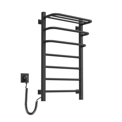 Elektrischer Handtuchheizkörper mit Thermostat FORTIS 155W 80x48 cm schwarz links