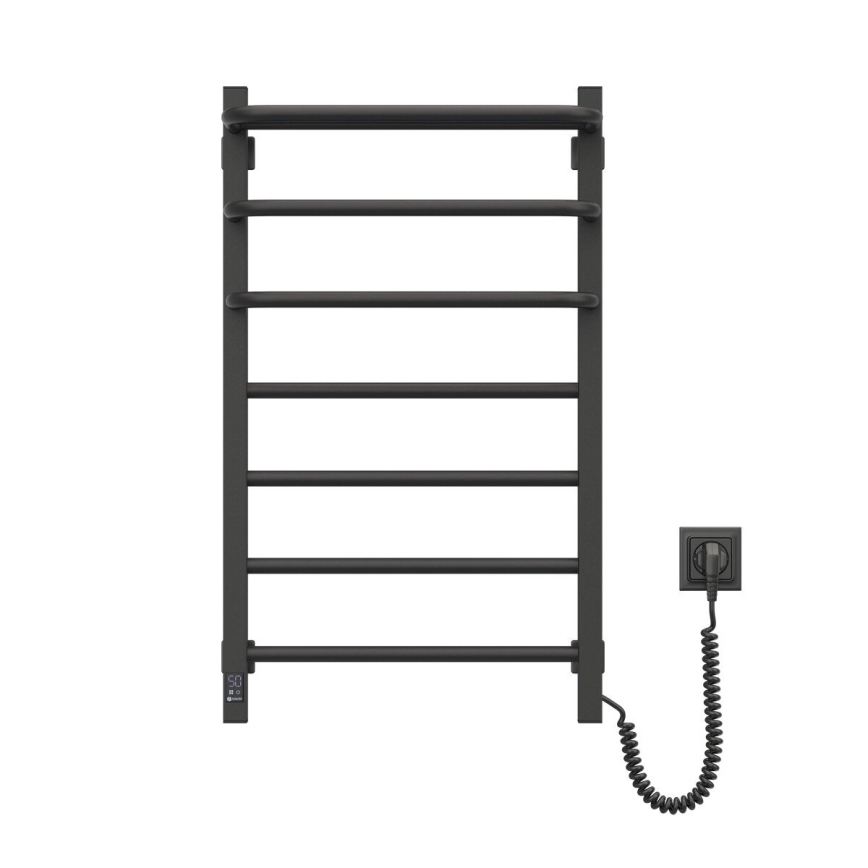 Elektrischer Handtuchheizkörper mit Thermostat FORTIS 155W 80x48 cm, schwarz, rechts
