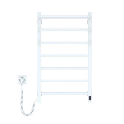 Elektrischer Handtuchheizkörper mit Thermostat FORTIS 155W 80x48 cm weiß links