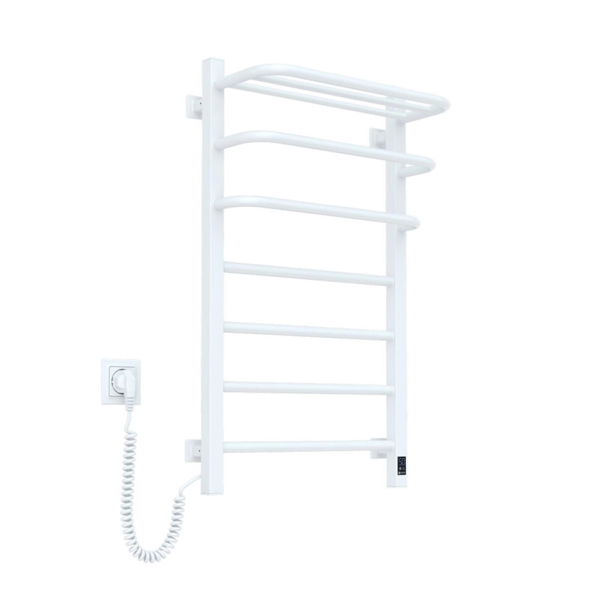 Elektrischer Handtuchheizkörper mit Thermostat FORTIS 155W 80x48 cm weiß links