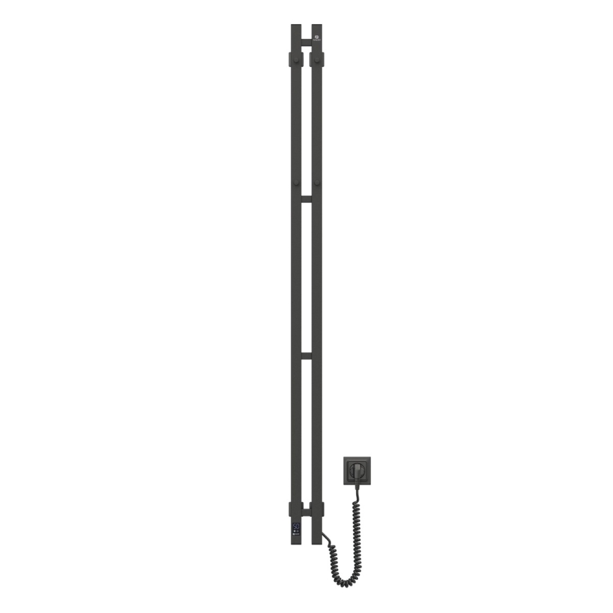 Elektrischer Handtuchheizkörper mit Thermostat SILOUETTE 106 W 150 x 9 cm, schwarz, rechts