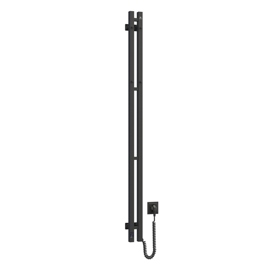 Elektrischer Handtuchheizkörper mit Thermostat SILOUETTE 106 W 150 x 9 cm, schwarz, rechts