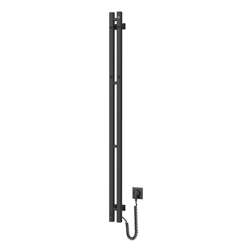 Elektrischer Handtuchheizkörper mit Thermostat SILOUETTE 106W 150x9 cm schwarz rechts