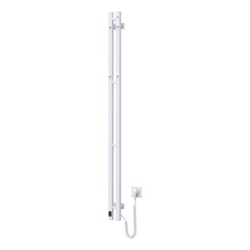 Elektrischer Handtuchheizkörper mit Thermostat SILOUETTE 106W 150x9cm weiß rechts