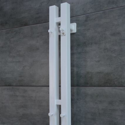 Elektrischer Handtuchheizkörper mit Thermostat SILOUETTE 106W 150x9cm weiß rechts