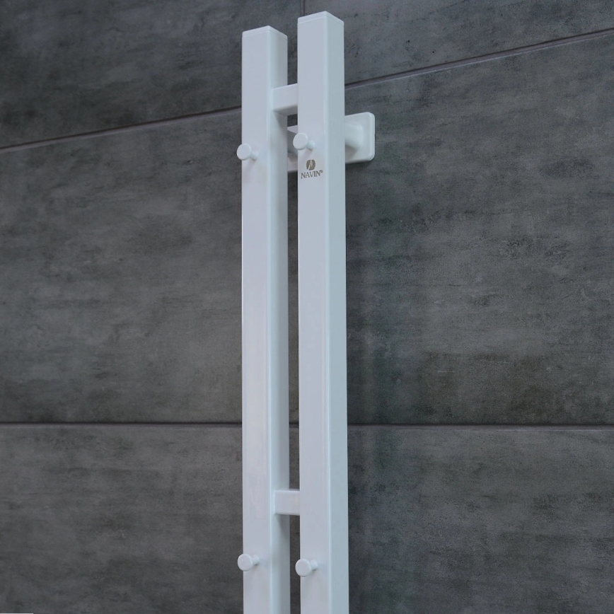 Elektrischer Handtuchheizkörper mit Thermostat SILOUETTE 106W 150x9cm weiß rechts