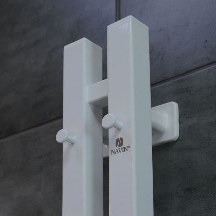 Elektrischer Handtuchheizkörper mit Thermostat SILOUETTE 106W 150x9cm weiß rechts