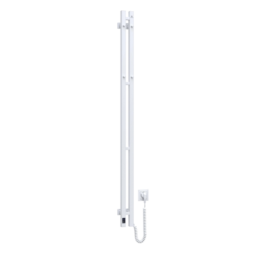 Elektrischer Handtuchheizkörper mit Thermostat SILOUETTE 106W 150x9cm weiß rechts
