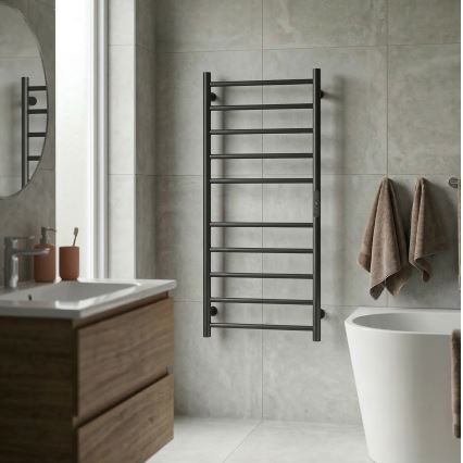 Elektrischer Handtuchwärmer 45x96 cm 130 W Edelstahl/Schwarz