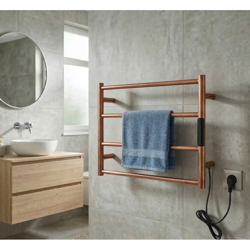 Elektrischer Handtuchwärmer 56x37 63W Edelstahl/kupferfarben