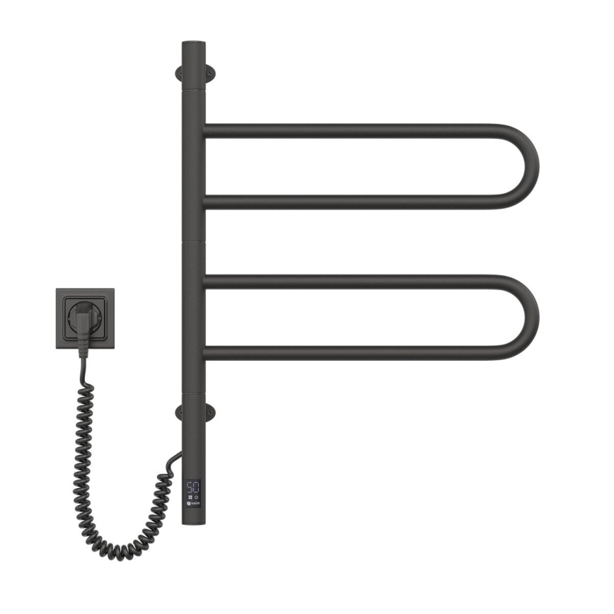 Elektrischer Handtuchwärmer mit Thermostat FOUETTE 128W/230V 64,6 cm IP44 schwarz