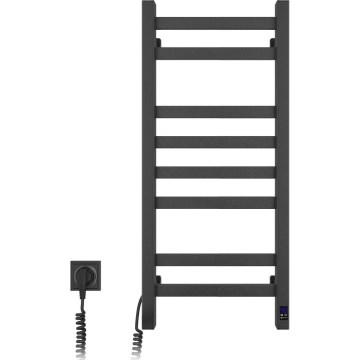 Elektrischer Handtuchwärmer mit Thermostat AVANGARD 105 W, 80 × 36 cm, Schwarz, links