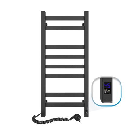 Elektrischer Handtuchwärmer mit Thermostat AVANGARD 105 W, 80 × 36 cm, Schwarz, links