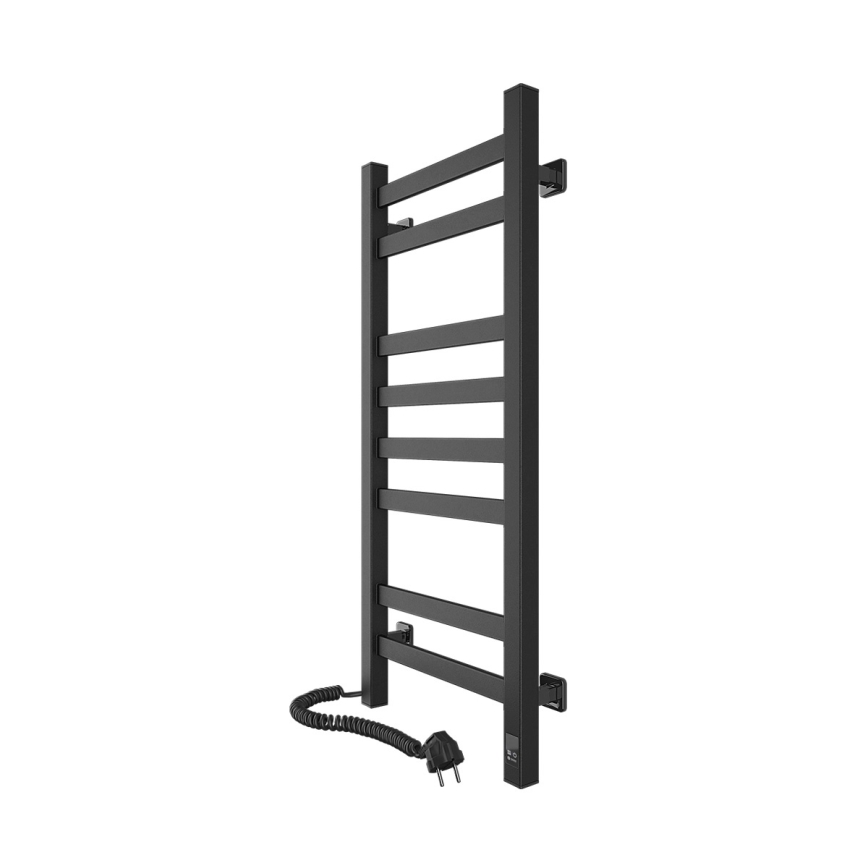 Elektrischer Handtuchwärmer mit Thermostat AVANGARD 105 W, 80 × 36 cm, Schwarz, links