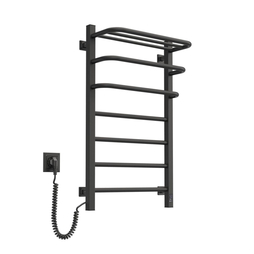 Elektrischer Handtuchwärmer mit Thermostat FORTIS 155W 80x48 cm IP44 schwarz rechts