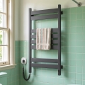 Elektrischer Handtuchwärmer mit Thermostat LARGO 168W 80x50 cm, schwarz, links