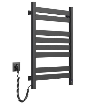Elektrischer Handtuchwärmer mit Thermostat LARGO 168W 80x50 cm, schwarz, links