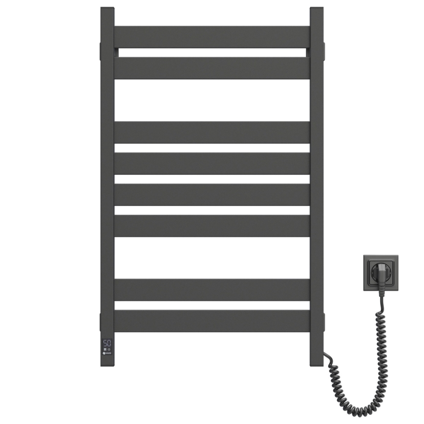 Elektrischer Handtuchwärmer mit Thermostat LARGO 168W 80x50 cm  schwarz rechts