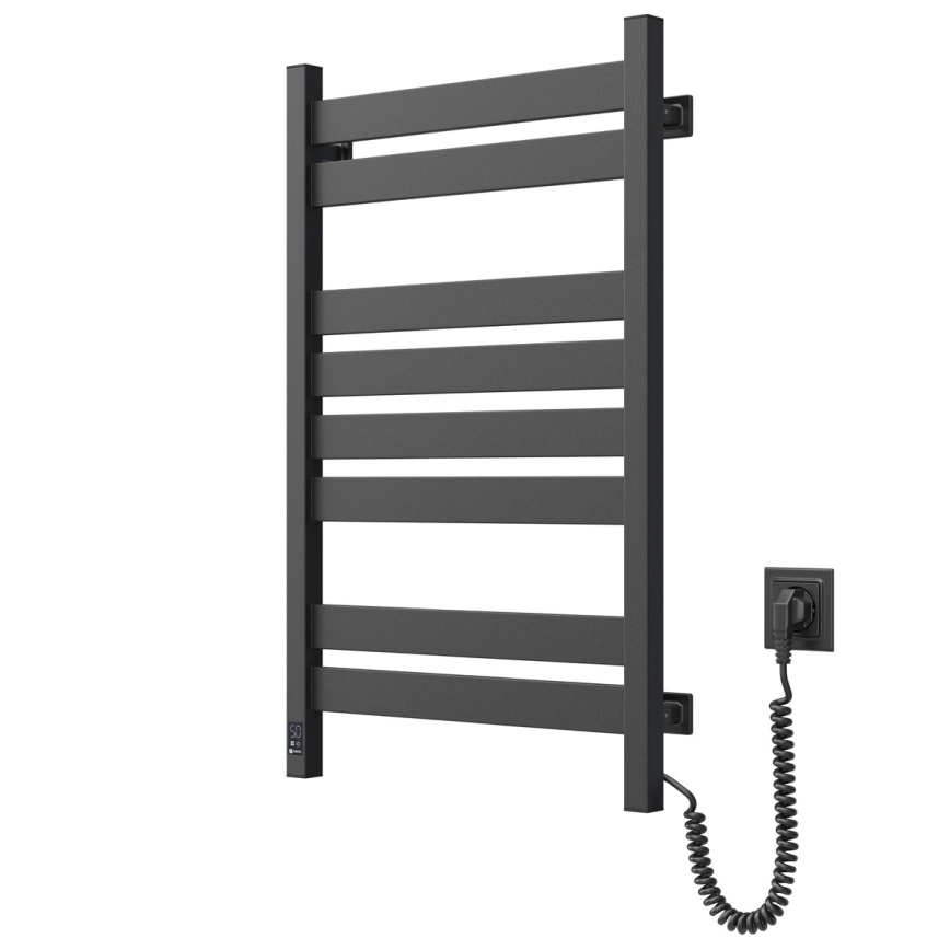 Elektrischer Handtuchwärmer mit Thermostat LARGO 168W 80x50 cm  schwarz rechts