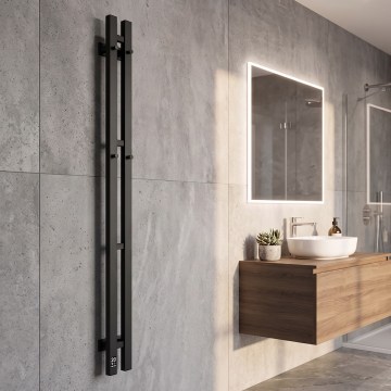 Elektrischer Handtuchwärmer mit Thermostat SILOUETTE 70W 120x9 cm schwarz rechts
