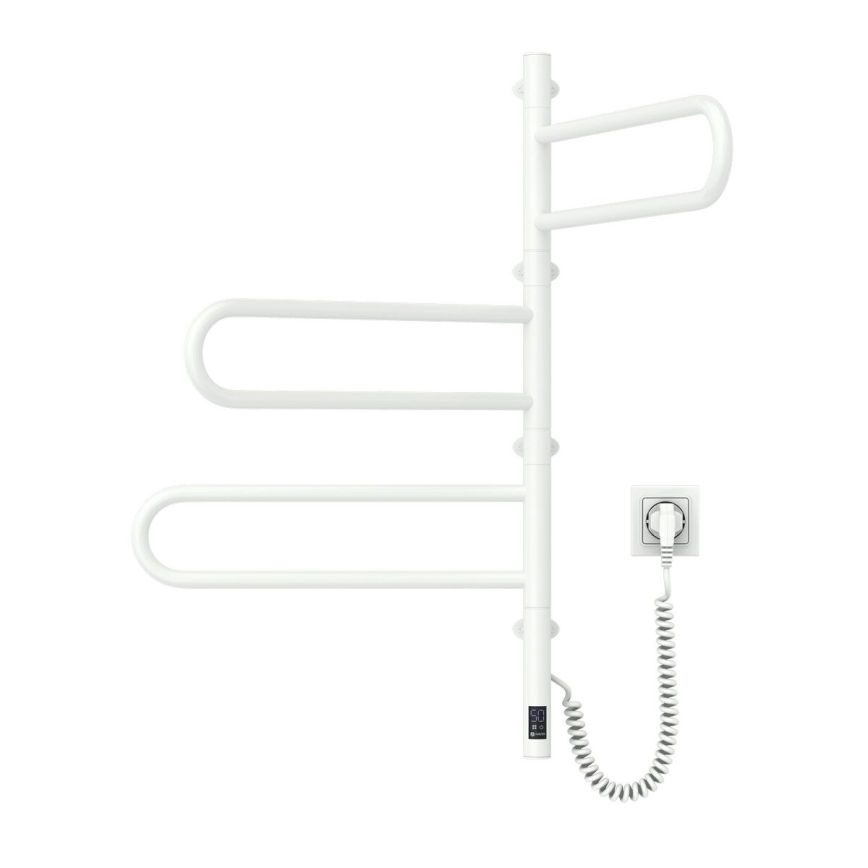 Elektrischer schwenkbarer Handtuchwärmer mit Thermostat FOUETTE 100W 80X49 cm weiß