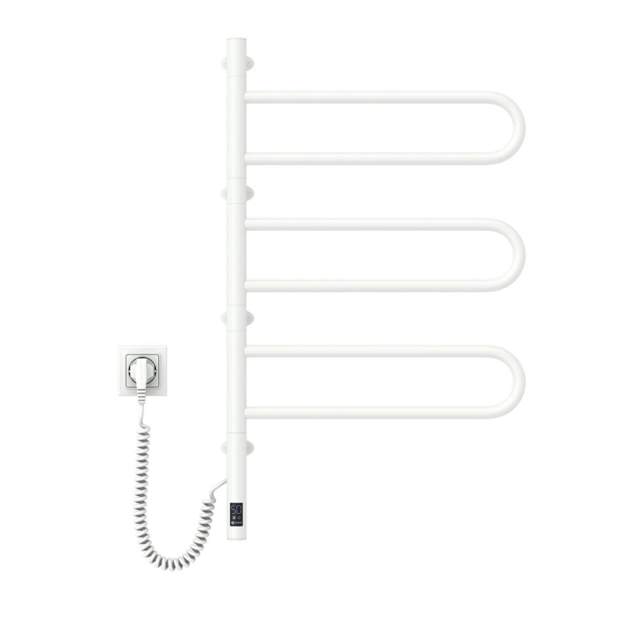 Elektrischer schwenkbarer Handtuchwärmer mit Thermostat FOUETTE 100W 80X49 cm weiß
