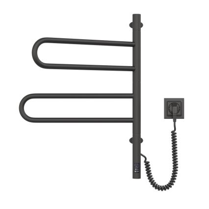 Elektrischer, schwenkbarer Handtuchwärmer mit Thermostat FOUETTE 60W, 65x49 cm, schwarz