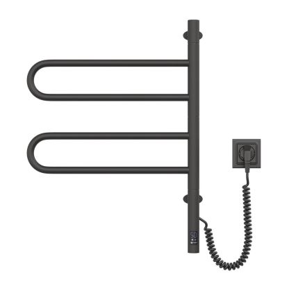 Elektrischer, schwenkbarer Handtuchwärmer mit Thermostat FOUETTE 60W, 65x49 cm, schwarz