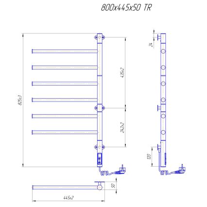 Elektrischer schwenkbarer Handtuchwärmer VEER 80W/230V 80x44,5 cm Edelstahl/Schwarz