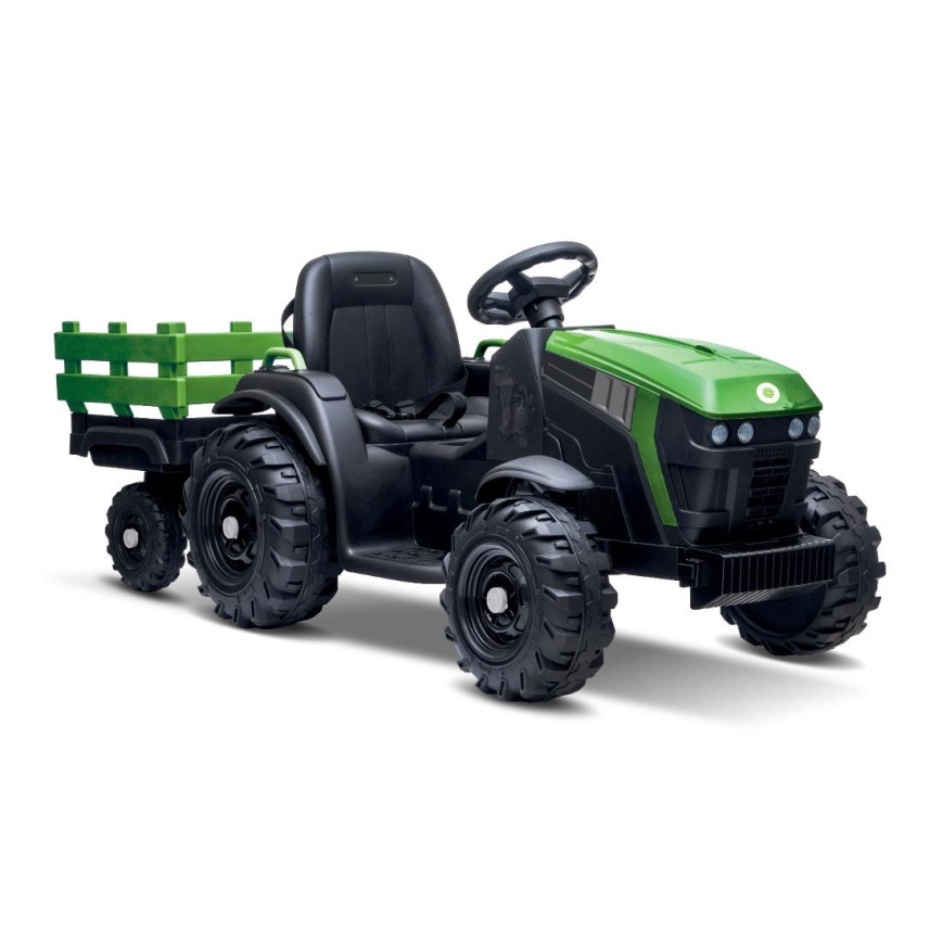 Elektrischer Traktor mit Anhänger 2x30W/7000 mAh schwarz/grün + Fernbedienung