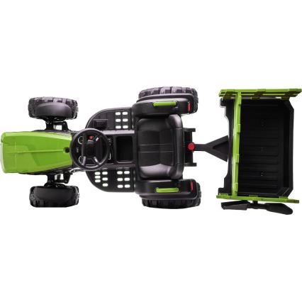 Elektrischer Traktor mit Anhänger 2x30W/7000 mAh schwarz/grün + Fernbedienung