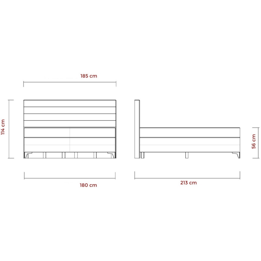 Elektrisches verstellbares Polsterbett mit Matratzen MILA 180x200 cm grau