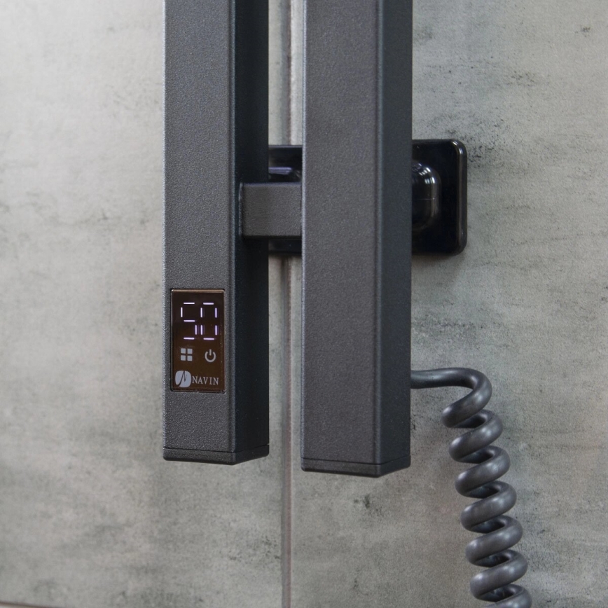 Elektro-Handtuchhalter mit Thermostat SILOUETTE 187W/230V 120,6 cm IP44 schwarz rechts eckig