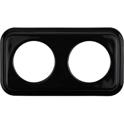 Elhard - Doppelte keramische Retro-Haushaltssteckdose mit Rahmen, SCHUKO 230V, schwarz