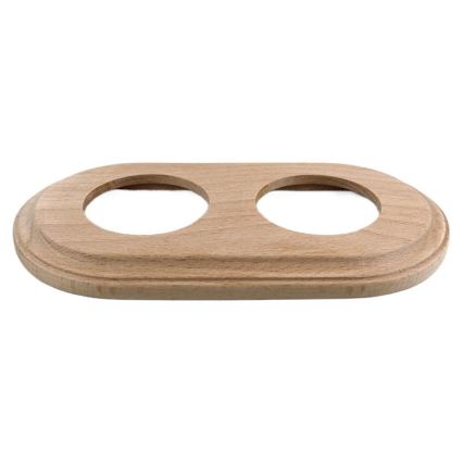 Elhard - Doppelter Retro-Schalter aus Keramik mit Rahmen Nr. 1 weiß/helles Holz