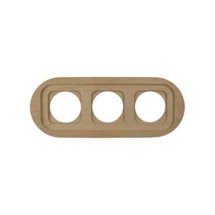 Elhard - Dreifache keramische Retro-Steckdose für den Hausgebrauch mit Rahmen 230V weiß/helles Holz