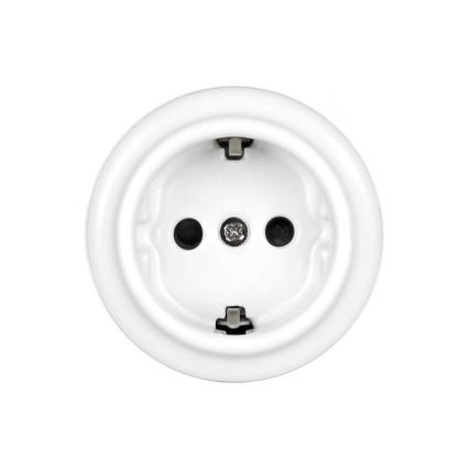 Elhard – Keramik-Wandsteckdose im Retro-Design, SCHUKO, 230 V, weiß